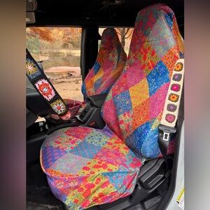 Vibrant Patchwork Floral Car Seat Covers - Multicolor